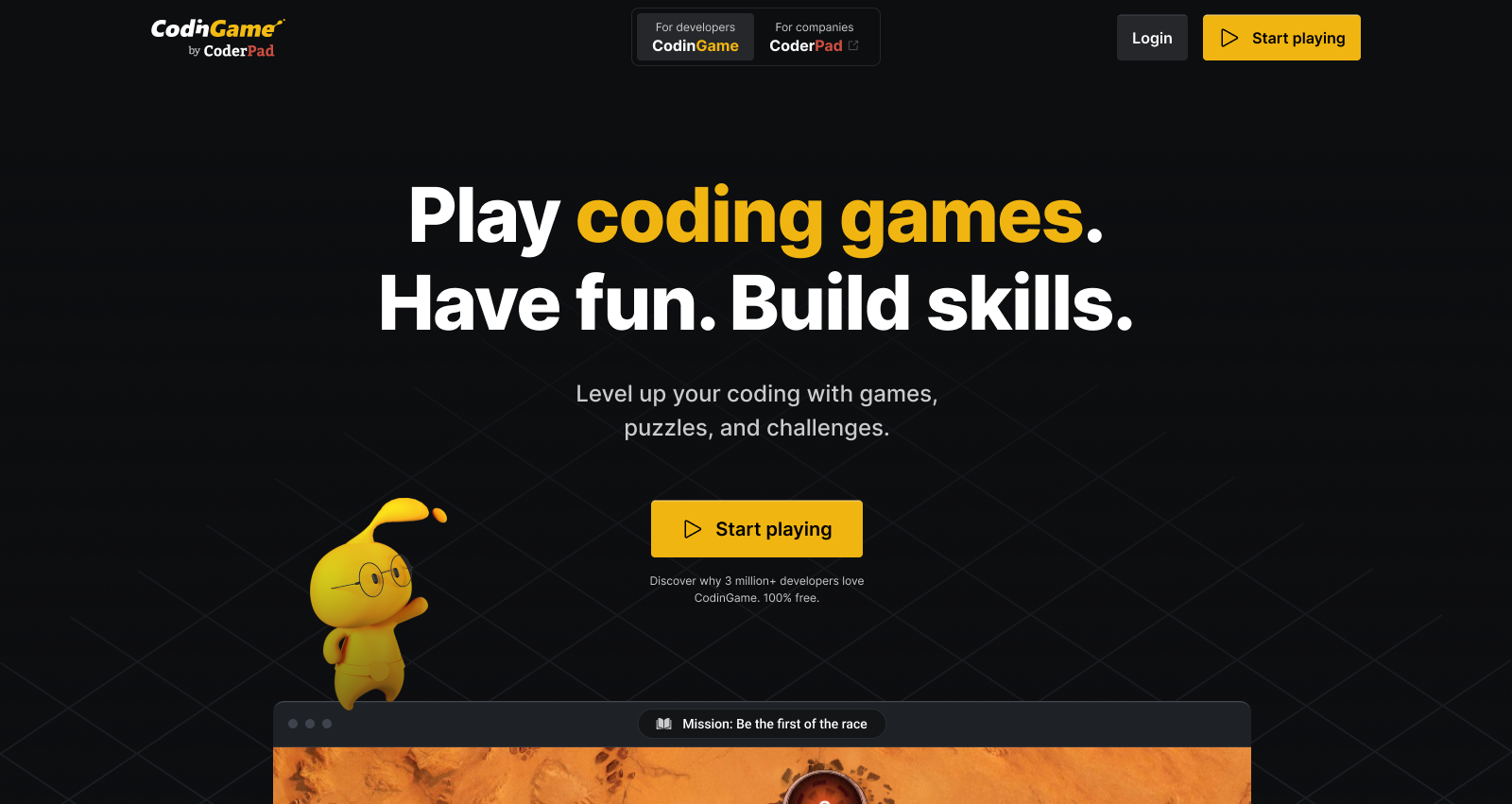 CodinGame landing page