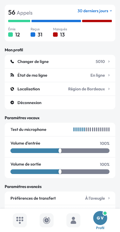 Softphone profile